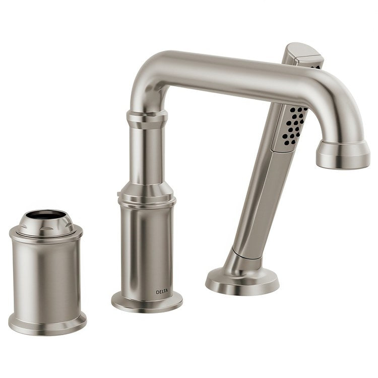 Roman Tub Filler Broderick with Handshower 8 Inch Spread Less Handle Lumicoat Stainless - Image 1