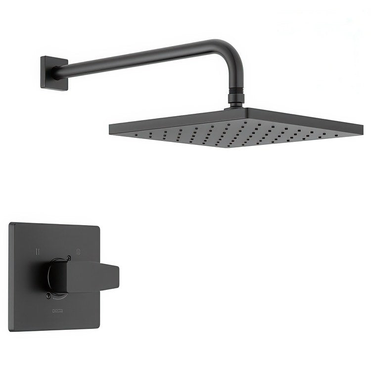 Shower Trim Modern 14 Series Monitor 1 Lever Matte Black WaterSense ADA 1.75 Gallons per Minute Square Raincan for MultiChoice Universal Rough - Image 1