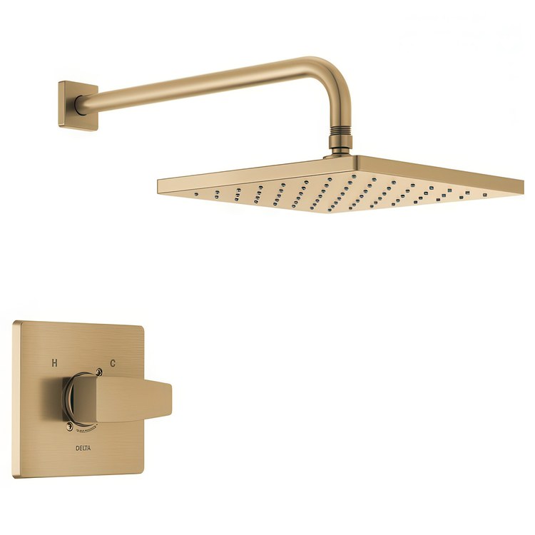 Shower Trim Modern 14 Series Monitor 1 Lever Brilliance Champagne Bronze WaterSense ADA 1.75 Gallons per Minute Square Raincan for MultiChoice Universal Rough - Image 1