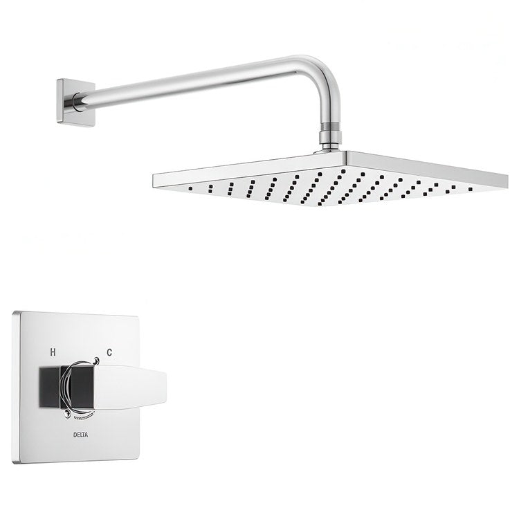 Shower Trim Modern 14 Series Monitor 1 Lever Polished Chrome WaterSense ADA 1.75 Gallons per Minute Square Raincan for MultiChoice Universal Rough - Image 1