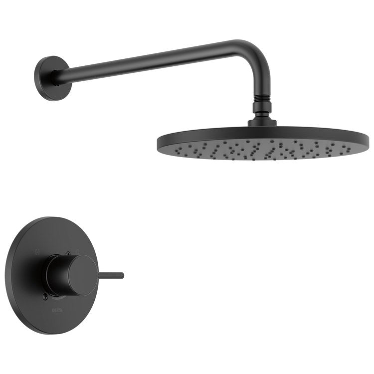 Shower Trim Modern 14 Series Monitor 1 Lever Matte Black WaterSense ADA 1.75 Gallons per Minute Round Raincan for MultiChoice Universal Rough - Image 1