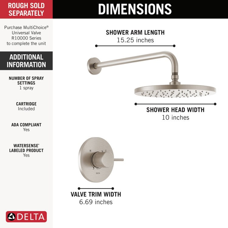 Shower Trim Modern 14 Series Monitor 1 Lever Spotshield Brushed Nickel WaterSense ADA 1.75 Gallons per Minute Round Raincan for MultiChoice Universal Rough - Image 2