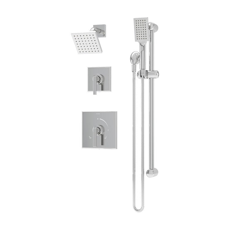 Shower Trim Duro 2 Lever Polished Chrome 1 Functions WaterSense ADA 1.5 Gallons per Minute Square for 161 Series Temptrol Valve - Image 1