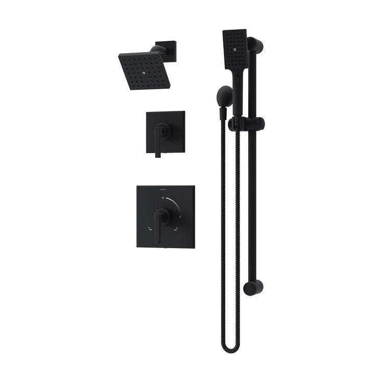 Shower Trim Duro 2 Lever Matte Black 1 Functions WaterSense ADA 1.5 Gallons per Minute Square for 161 Series Temptrol Valve - Image 1