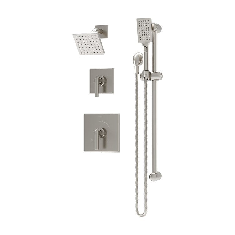 Shower Trim Duro 2 Lever Satin Nickel 1 Functions WaterSense ADA 1.5 Gallons per Minute Square for 161 Series Temptrol Valve - Image 1
