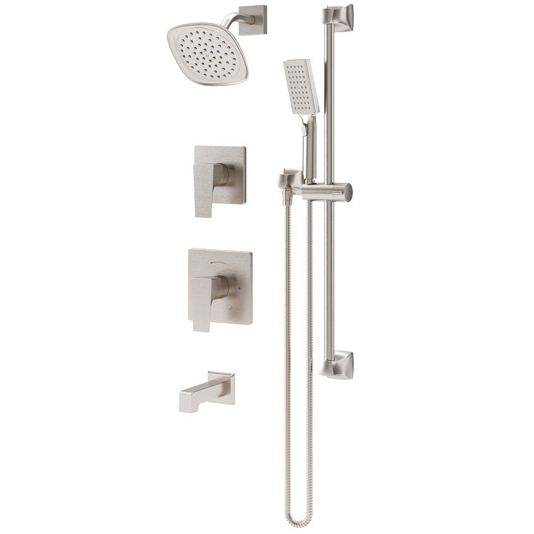 Tub and Shower Trim Verity with Handshower 2 Lever Satin Nickel ADA 1.5 Gallons per Minute for 261 Series Temptrol Valve Not Included and 3DIVBODYSRT 3 Function Diverter Not Included - Image 1