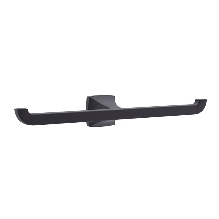 Toilet Paper Holder Oak Double Matte Black Metal 14 Inch 2-5/16 Inch Wall - Image 1