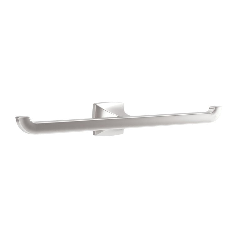 Toilet Paper Holder Oak Double Satin Nickel Metal 14 Inch 2-5/16 Inch Wall - Image 1