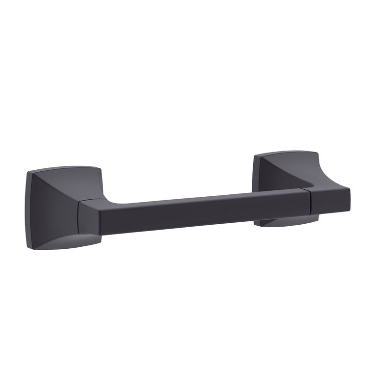 Toilet Paper Holder Oak Matte Black Metal 7 Inch 2-5/16 Inch Wall - Image 1