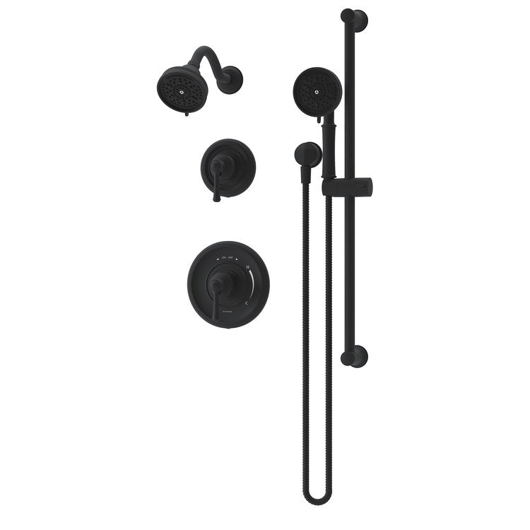 Shower Trim Braston with Handshower 2 Lever Matte Black ADA 1.5 Gallons per Minute HydroMersion 7 Function with Non-Positive Shutoff for 261 Series Temprol Valve and 2DIVBODYSRT Diverter Valve Not Included - Image 1