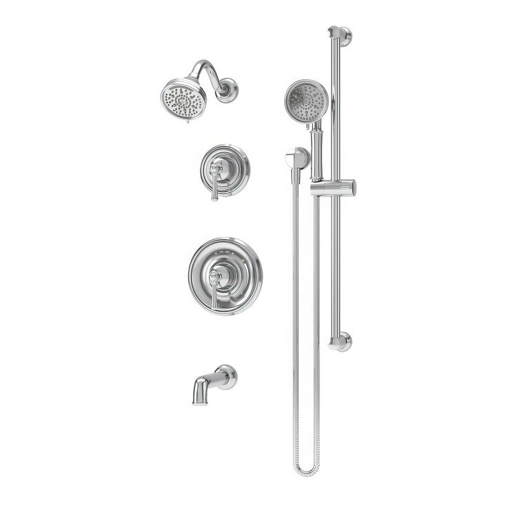 Tub and Shower Trim Braston with Handshower 2 Lever Polished Chrome ADA 2.0 Gallons per Minute for 261 Series Temptrol Valve Not Included and 3DIVBODYSRT 3 Function Diverter Not Included - Image 1