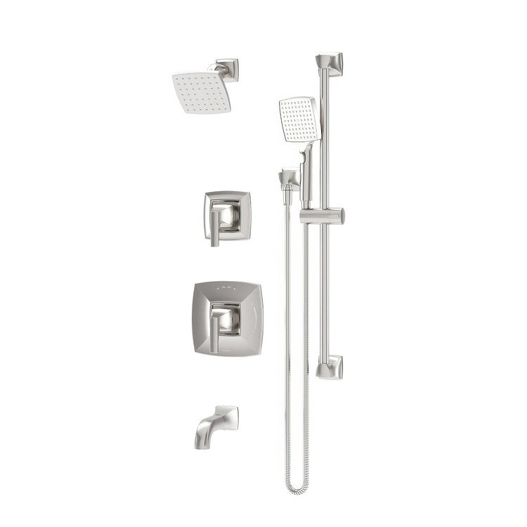 Tub and Shower Trim Oak with Handshower 2 Lever Satin Nickel ADA 1.5 Gallons per Minute for 261 Series Temptrol Valve Not Included and 3DIVBODYSRT 3 Function Diverter Not Included - Image 1