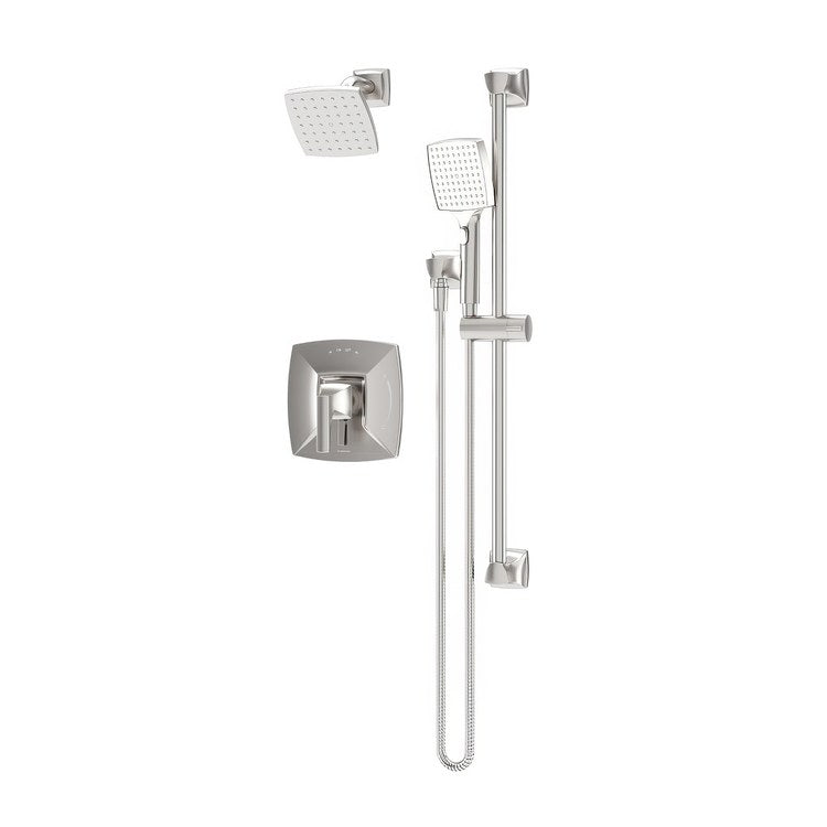 Tub and Shower Trim Oak with Integral Diverter and Handshower 2 Lever Satin Nickel ADA 1.5 Gallons per Minute for S262 Series Temptrol Valve Not Included - Image 1