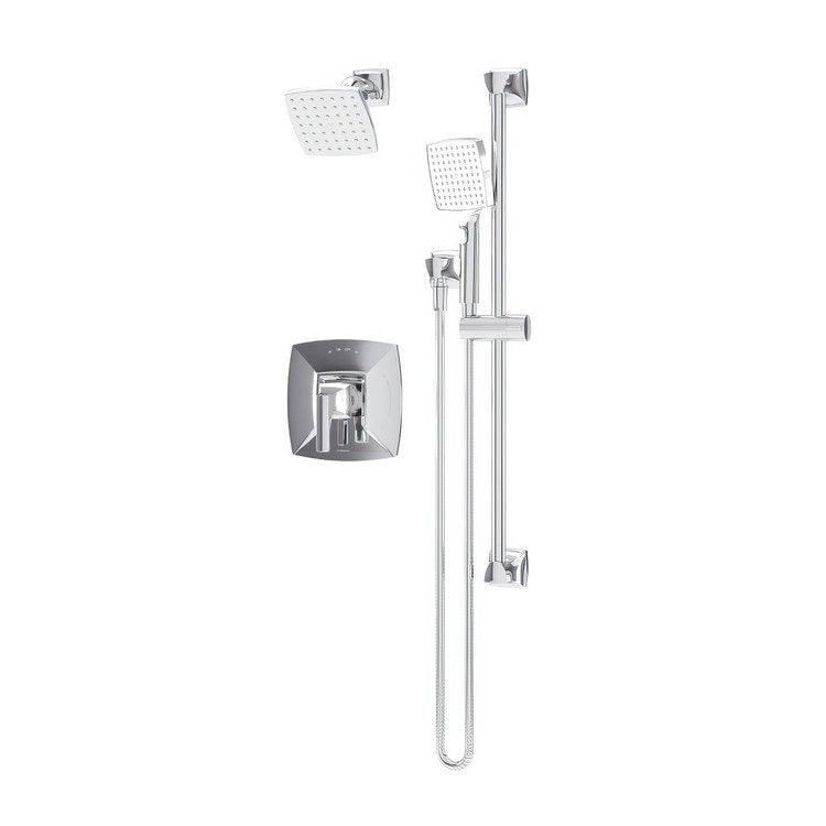 Tub and Shower Trim Oak with Integral Diverter Handshower and Test Cap 2 Lever Polished Chrome ADA 2.0 Gallons per Minute for S162 Series Temptrol Valve Not Included - Image 1