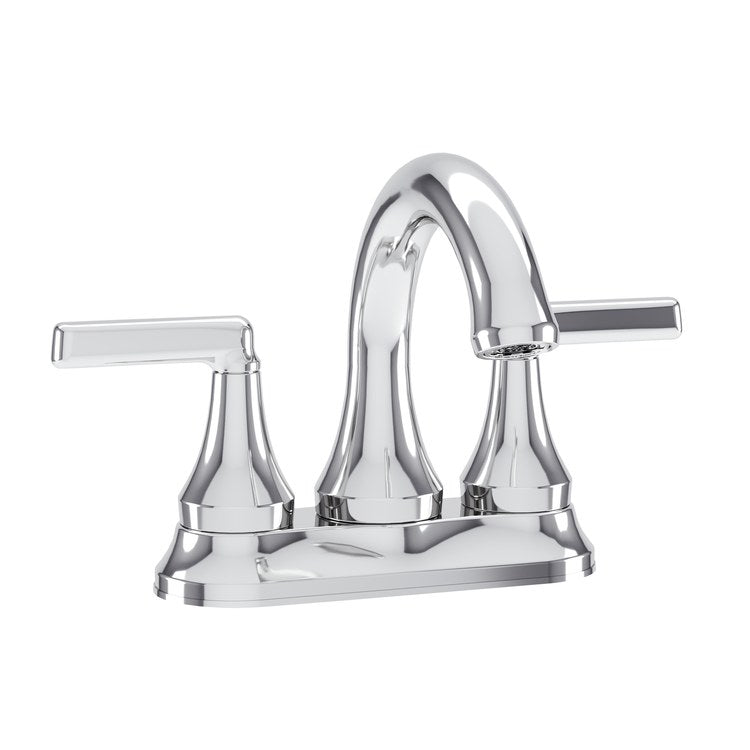 Lavatory Faucet Birch Centerset 4 Inch Spread 2 Lever ADA WaterSense Polished Chrome 1.0 Gallons per Minute Metal Push Pop 3 Hole