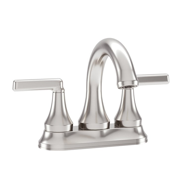Lavatory Faucet Birch Centerset 4 Inch Spread 2 Lever ADA WaterSense Satin Nickel 1.0 Gallons per Minute Metal Push Pop 3 Hole - Image 1