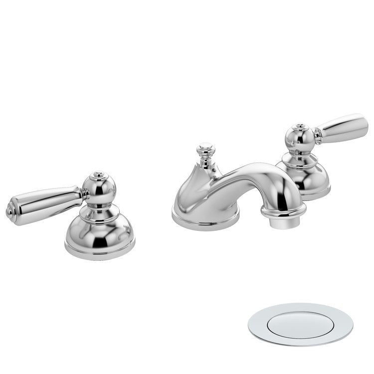 Lavatory Faucet Allura Widespread 8 to 16 Inch Spread 2 Lever ADA WaterSense Polished Chrome 1.0 Gallons per Minute Metal Push Pop 3 Hole