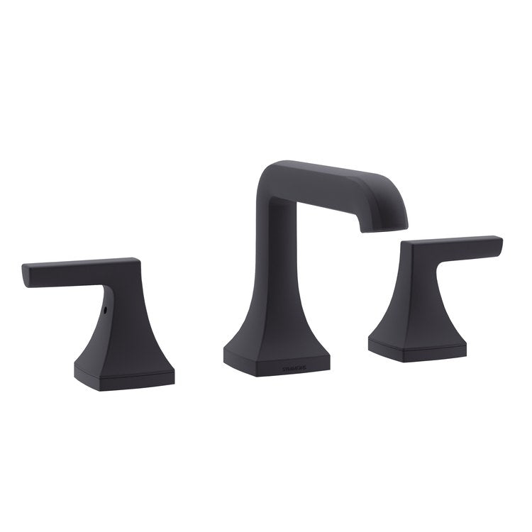 Lavatory Faucet Oak Widespread 8 to 16 Inch Spread 2 Lever ADA WaterSense Matte Black 1.0 Gallons per Minute Fixed Metal Push Pop 3 Hole - Image 1