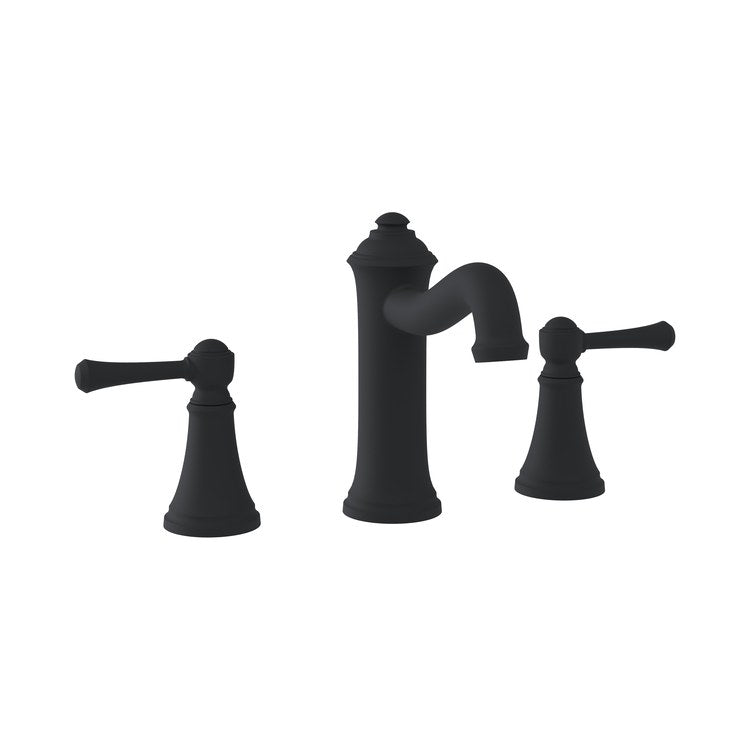Lavatory Faucet Braston Widespread 8 to 16 Inch Spread 2 Lever ADA WaterSense Matte Black 1.0 Gallons per Minute Low Arc Metal Push Pop-Up 3 Hole - Image 1