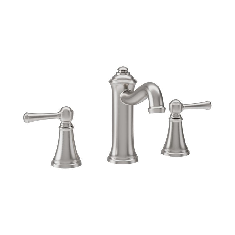 Lavatory Faucet Braston Widespread 8 to 16 Inch Spread 2 Lever ADA WaterSense Satin Nickel 1.0 Gallons per Minute Low Arc Metal Push Pop-Up 3 Hole