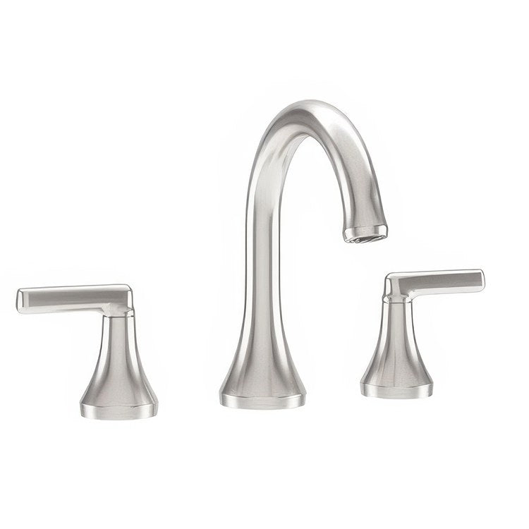 Lavatory Faucet Birch Widespread 8 to 16 Inch Spread 2 Lever ADA WaterSense Satin Nickel 1.0 Gallons per Minute Metal Push Pop 3 Hole - Image 1