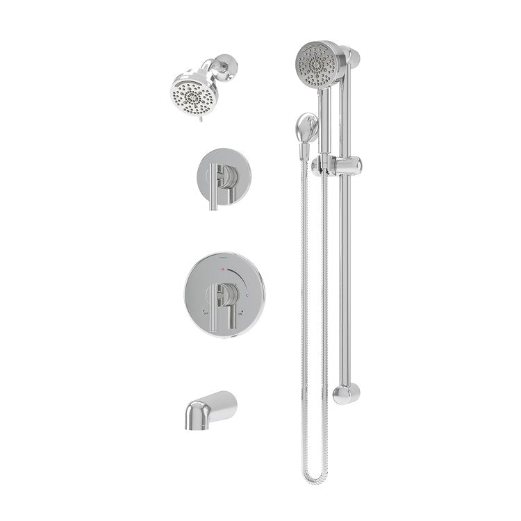 Tub and Shower Trim Dia with Handshower 2 Lever Polished Chrome WaterSense ADA 1.5 Gallons per Minute - Image 1