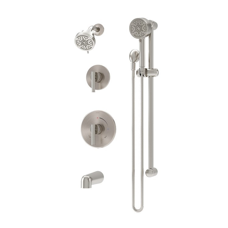 Tub and Shower Trim Dia with Handshower 2 Lever Satin Nickel WaterSense ADA 1.5 Gallons per Minute - Image 1