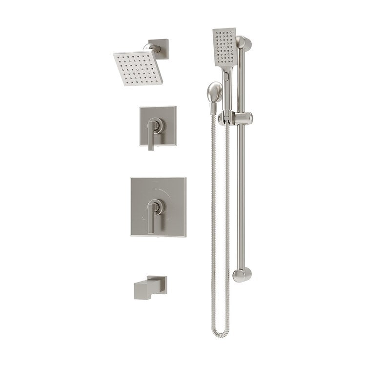 Tub and Shower Trim Duro with Handshower 2 Lever Satin Nickel WaterSense ADA 1.5 Gallons per Minute for 261 Series Temptrol Shower Valve - Image 1