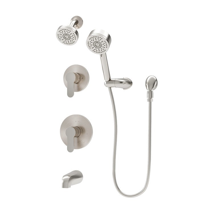 Tub and Shower Trim Identity with Handshower 2 Lever Satin Nickel WaterSense ADA 1.5 Gallons per Minute - Image 1