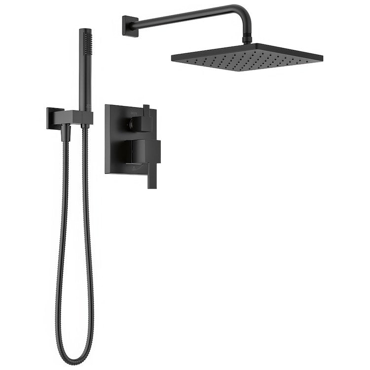 Tub and Shower Trim Modern Monitor 14 Series with 2 Function Diverter 2 Lever Matte Black WaterSense ADA 1.75 Gallons per Minute Square 1 Function - Image 1