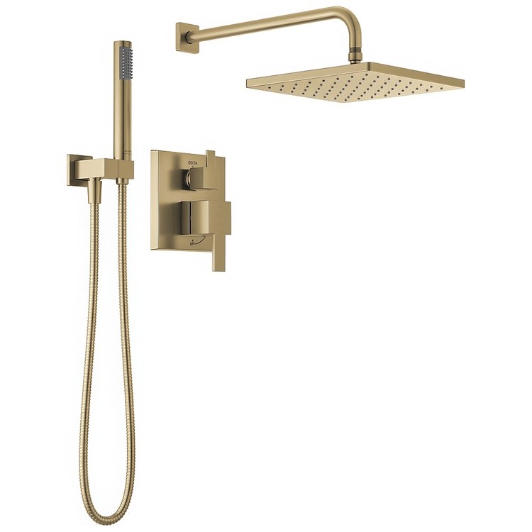 Tub and Shower Trim Modern Monitor 14 Series with 2 Function Diverter 2 Lever Champagne Bronze WaterSense ADA 1.75 Gallons per Minute Square 1 Function - Image 1
