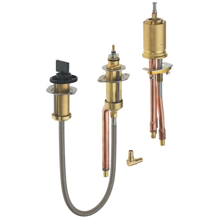 Rough-In Valve Fixed Mount 1/2 Inch PEX Crimp for 3 Hole Single Handle Deck Mount Roman Tub Faucet