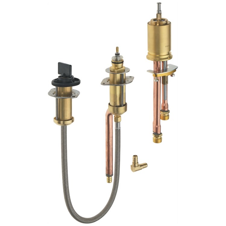 Rough-In Valve Flexible Mount 1/2 Inch PEX Crimp for 3 Hole Single Handle Deck Mount Roman Tub Faucet with Handshower