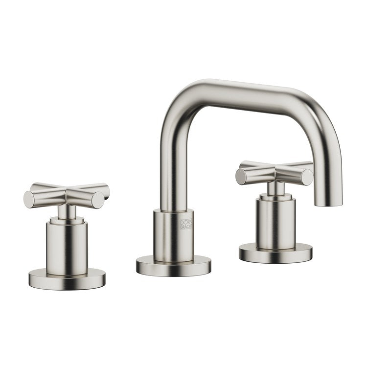 Lavatory Faucet TARA Mixer 2 Cross WaterSense Brushed Platinum 1.2 Gallons per Minute Pop-Up Waste 3 Hole - Image 1