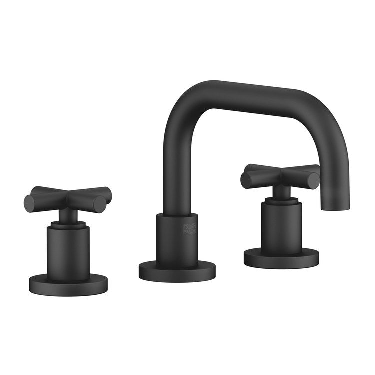 Lavatory Faucet TARA Mixer 2 Cross WaterSense Matte Black 1.2 Gallons per Minute Pop-Up Waste 3 Hole