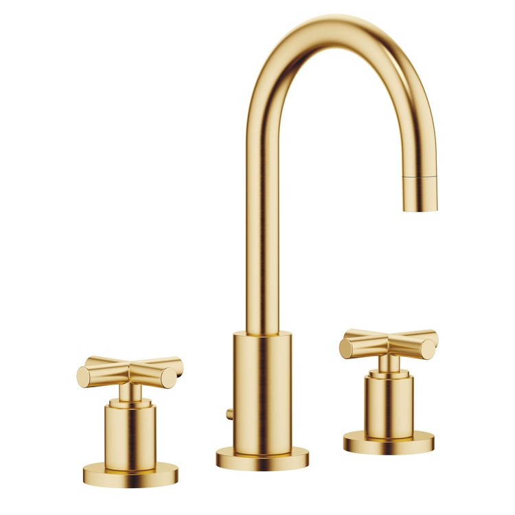 Lavatory Faucet TARA Mixer 2 Cross ADA WaterSense Brushed Durabrass 1.2 Gallons per Minute Pop-Up Waste 3 Hole - Image 1