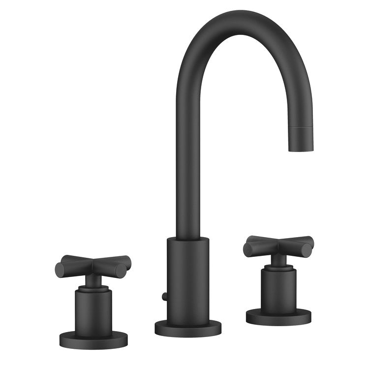 Lavatory Faucet TARA Mixer 2 Cross ADA WaterSense Matte Black 1.2 Gallons per Minute Pop-Up Waste 3 Hole - Image 1