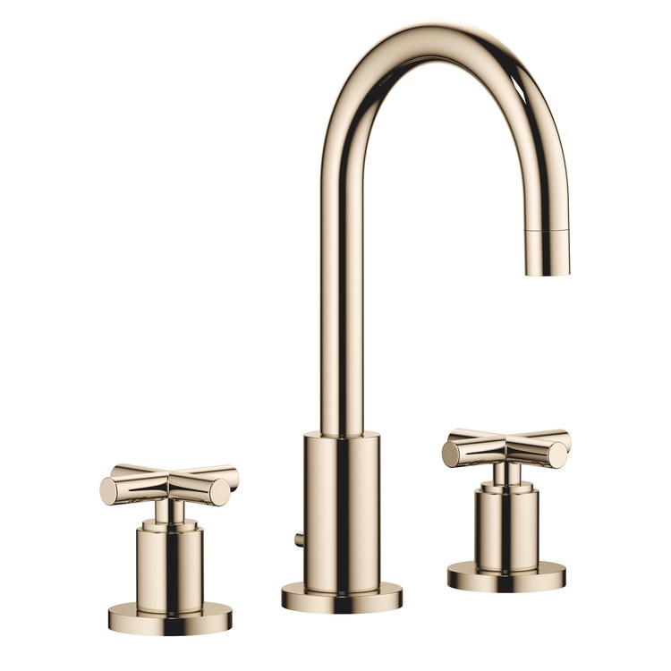 Lavatory Faucet TARA Mixer 2 Cross ADA WaterSense Champagne 1.2 Gallons per Minute Pop-Up Waste 3 Hole - Image 1