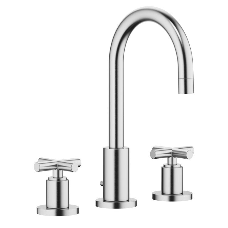 Lavatory Faucet TARA Mixer 2 Cross ADA WaterSense Brushed Chrome 1.2 Gallons per Minute Pop-Up Waste 3 Hole - Image 1