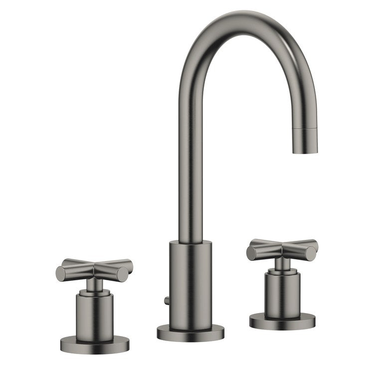 Lavatory Faucet TARA Mixer 2 Cross ADA WaterSense Brushed Dark Platinum 1.2 Gallons per Minute Pop-Up Waste 3 Hole - Image 1