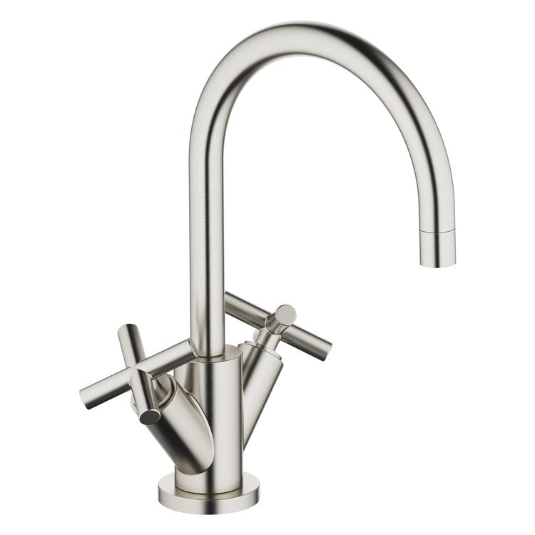 Lavatory Faucet TARA Mixer 2 Cross ADA WaterSense Brushed Platinum 1.2 Gallons per Minute Pop-Up Waste 1 Hole - Image 1