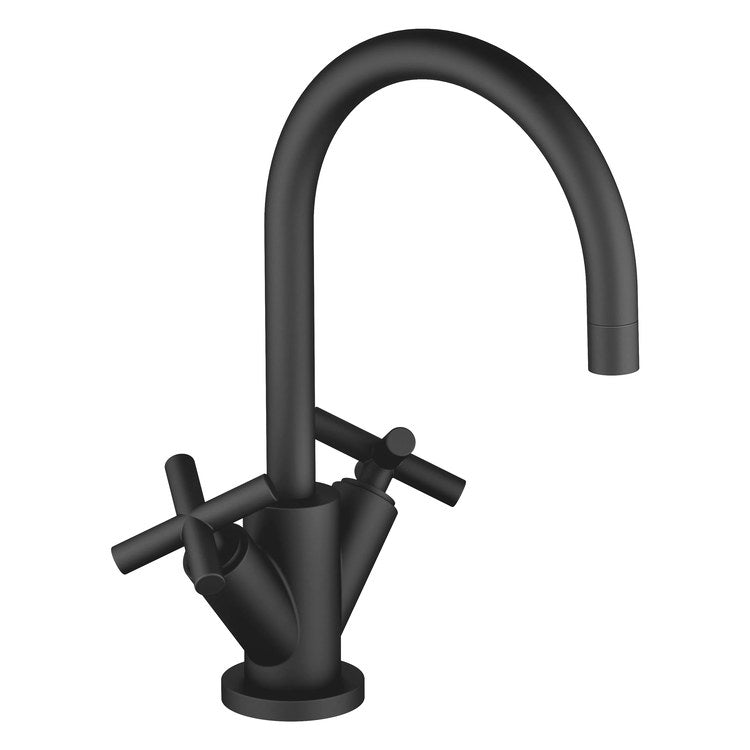 Lavatory Faucet TARA Mixer 2 Cross ADA WaterSense Matte Black 1.2 Gallons per Minute Pop-Up Waste 1 Hole - Image 1