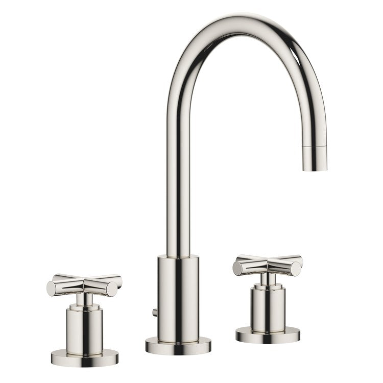 Lavatory Faucet TARA Mixer 2 Cross ADA WaterSense Platinum 1.2 Gallons per Minute High Arc 360 DEG Swivel Pop-Up 3 Hole - Image 1