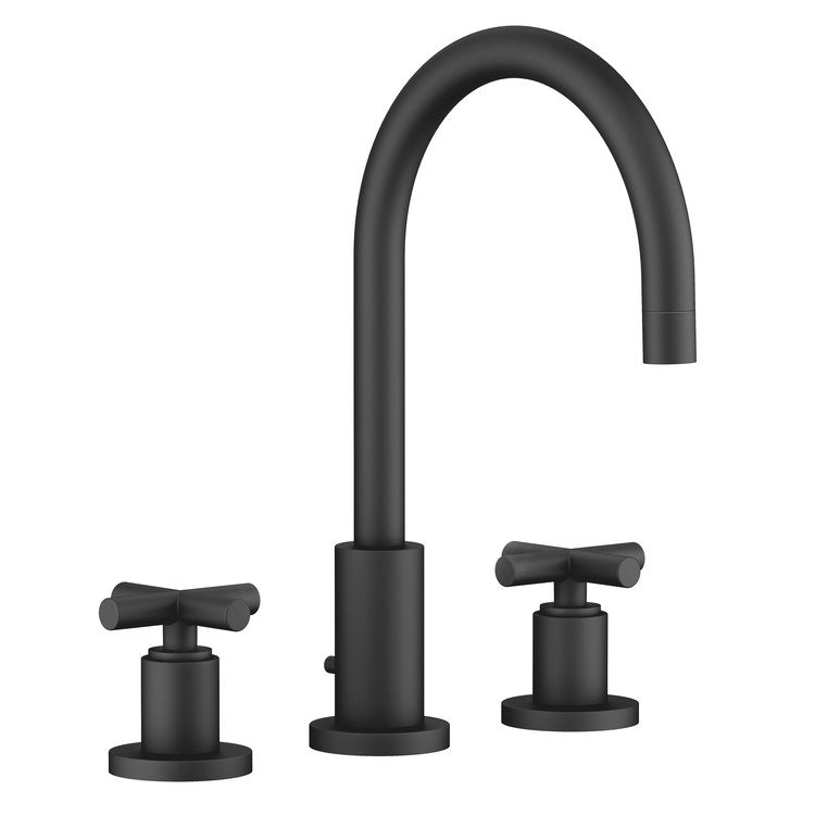 Lavatory Faucet TARA Mixer 2 Cross ADA WaterSense Matte Black 1.2 Gallons per Minute High Arc 360 DEG Swivel Pop-Up 3 Hole - Image 1