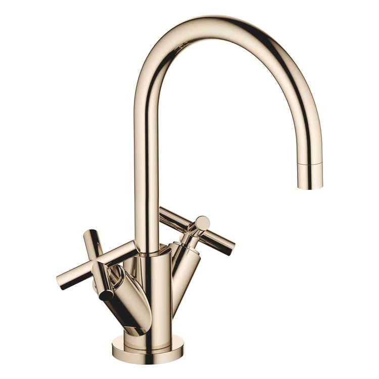 Lavatory Faucet TARA Mixer 2 Cross ADA WaterSense Champagne 1.2 Gallons per Minute Pop-Up Waste 1 Hole - Image 1