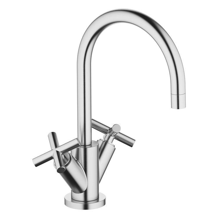 Lavatory Faucet TARA Mixer 2 Cross ADA WaterSense Brushed Chrome 1.2 Gallons per Minute Pop-Up Waste 1 Hole - Image 1