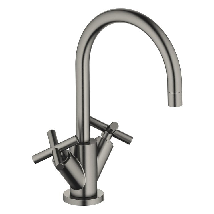 Lavatory Faucet TARA Mixer 2 Cross ADA WaterSense Brushed Dark Platinum 1.2 Gallons per Minute Pop-Up Waste 1 Hole - Image 1