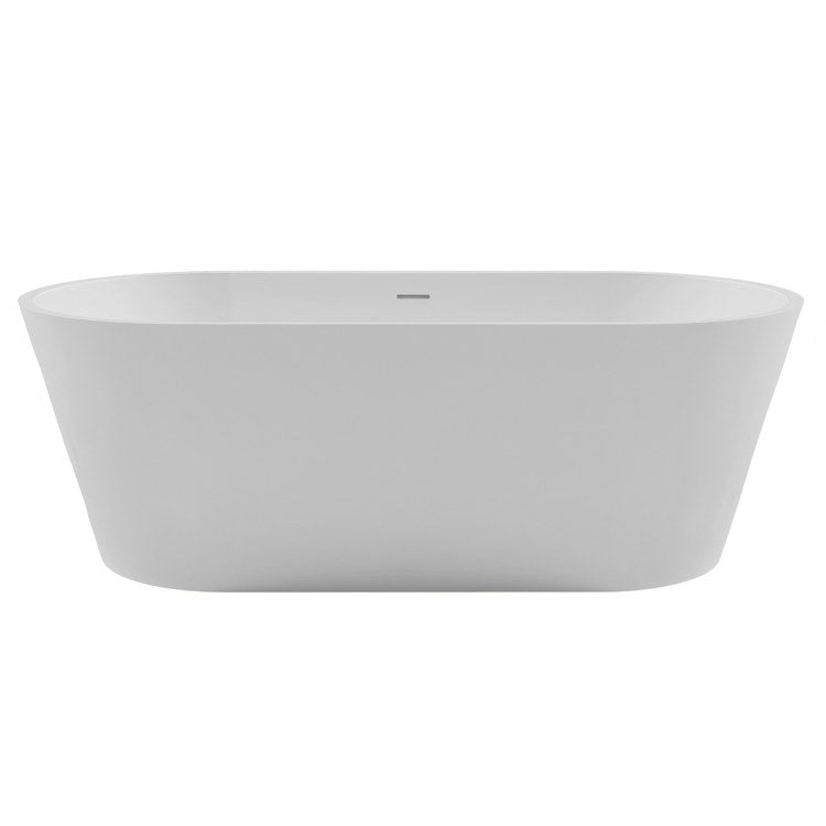 Air Tub Evalina 66 x 32 Inch Freestanding Rear Center Drain Gloss White SculptureStone - Image 2