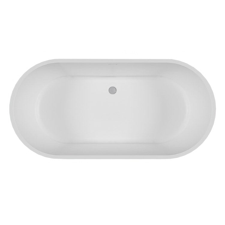 Air Tub Evalina 66 x 32 Inch Freestanding Rear Center Drain Gloss White SculptureStone - Image 3