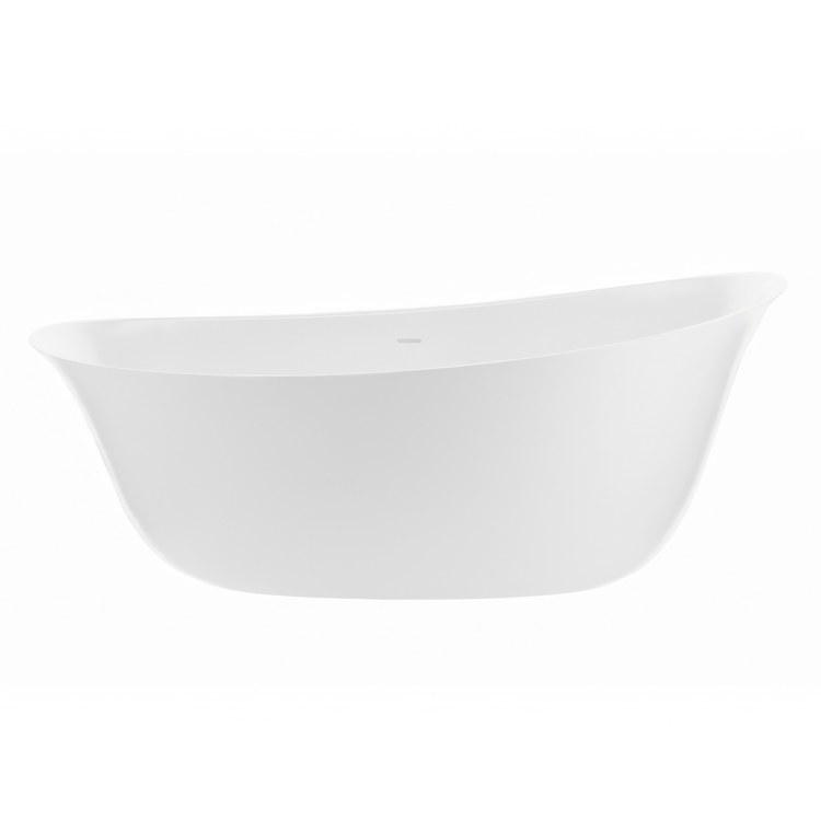 Air Tub Lucia 71 x 34 Inch Freestanding Asymmetrical Rear Center Drain Matte White SculptureStone - Image 2